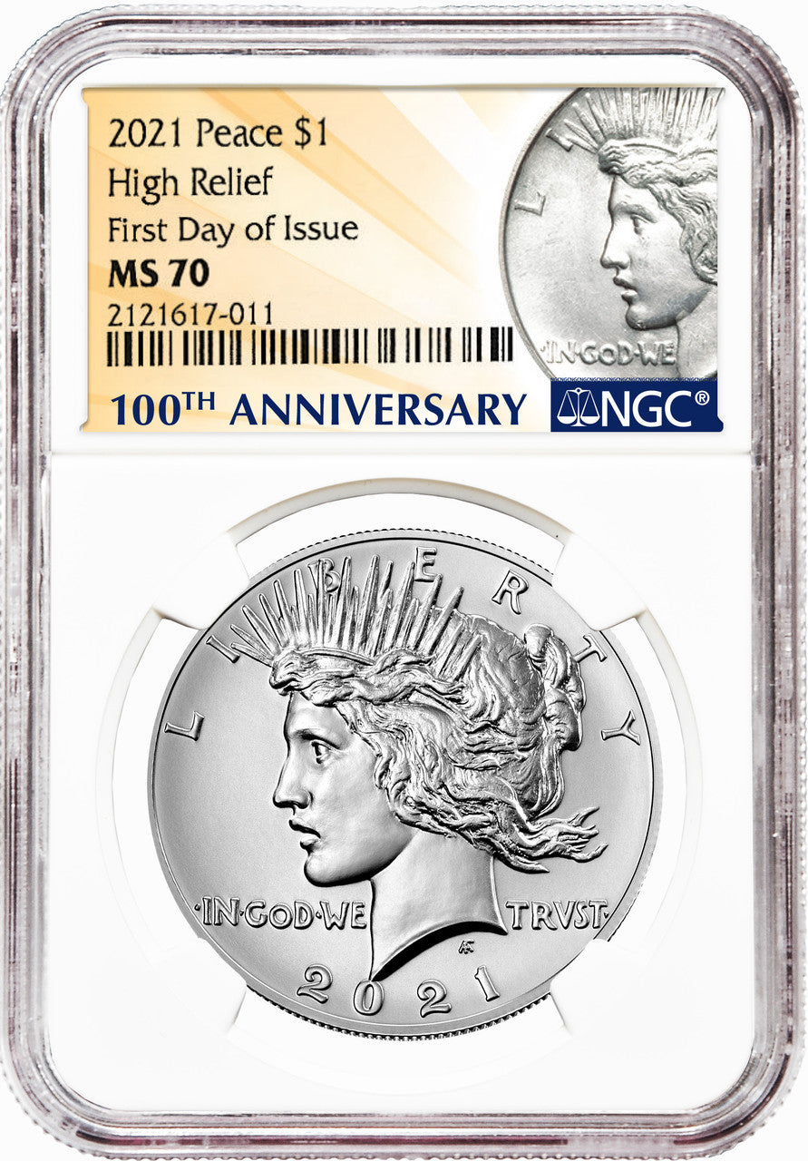 2021 Morgan Peace Dollar First Day of Issue NGC MS70 6-pc Complete Set 100th Anniversary