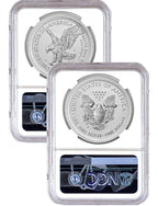 2021-S 2021-W Two-Coin Silver Eagle Set Reverse Proof Type 1 & 2 Designer Edition ER NGC PF70