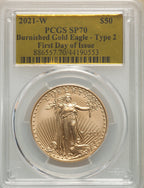 2021-W Burnished American Gold Eagle Type 2 PCGS SP70