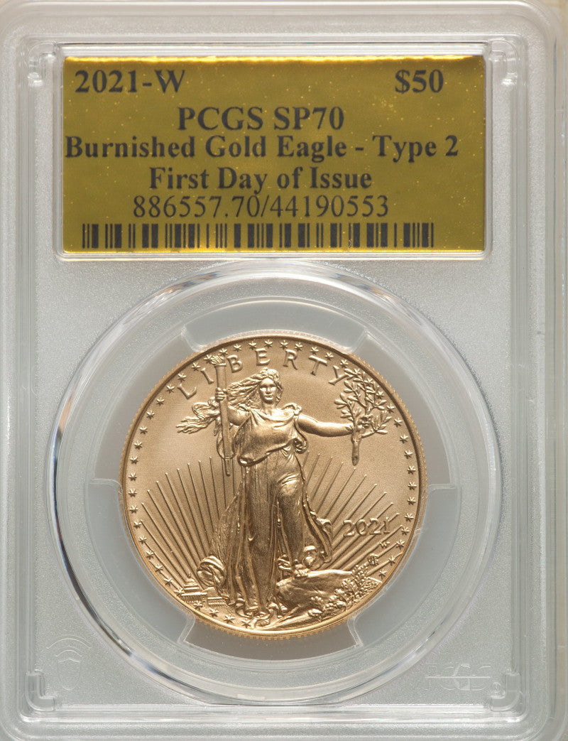 2021-W Burnished American Gold Eagle Type 2 PCGS SP70