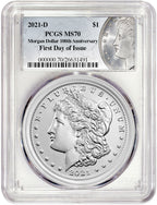 2021-D $1 Morgan Dollar First Day of Issue PCGS MS70