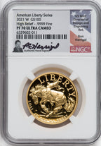 2021 W Gold American Liberty Series High Relief NGC PF70 Harrigal