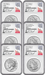2021 Morgan Peace Dollar 6-pc Complete Set AR 100th Anniversary NGC MS70 Ron Harrigal Signed