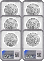 2021 Morgan Peace Dollar 6-pc Complete Set AR 100th Anniversary NGC MS70 Ron Harrigal Signed