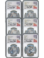 2021 Morgan Peace Dollar First Day of Issue NGC MS70 6-pc Complete Set 100th Anniversary Castle Signed