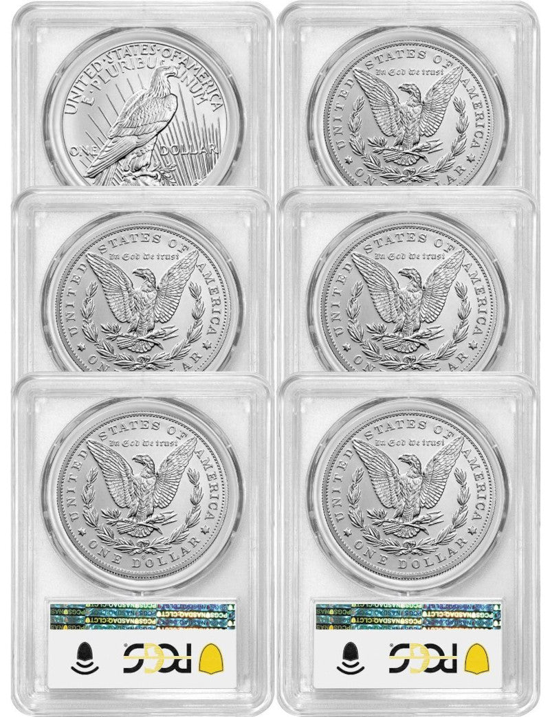 2021 Morgan Peace Dollar Advanced Release PCGS MS70 6-pc Complete Set 100th Anniversary