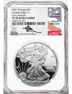 2021-W American Silver Eagle NGC PF70 Mercanti Signed