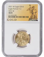 2021-W $10 Quarter-Ounce Gold American Eagle Type 2 Unfinished Proof Dies NGC MS70