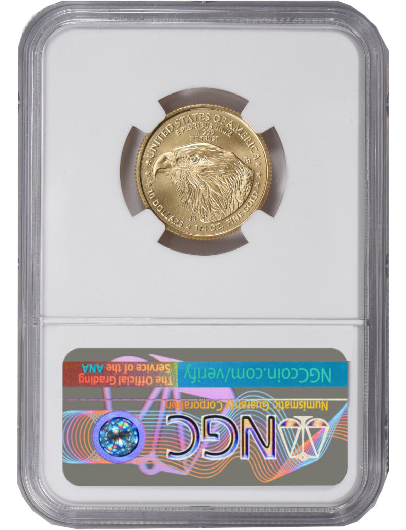 2021-W $10 Quarter-Ounce Gold American Eagle Type 2 Unfinished Proof Dies NGC MS70