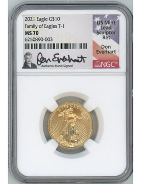 2021 $10 T-1 Gold Eagle NGC MS70 Don Everhart Signed