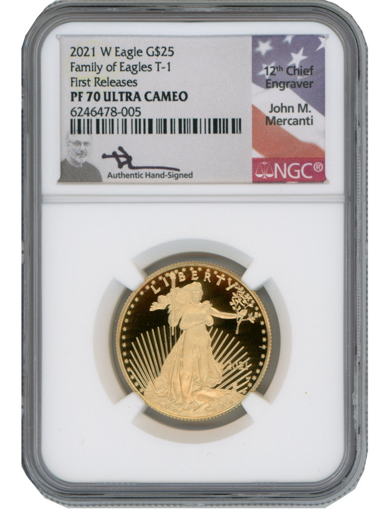 2021-W Type One 4 Coin American Gold Eagle Set NGC PF70UCAM Mercanti Signed
