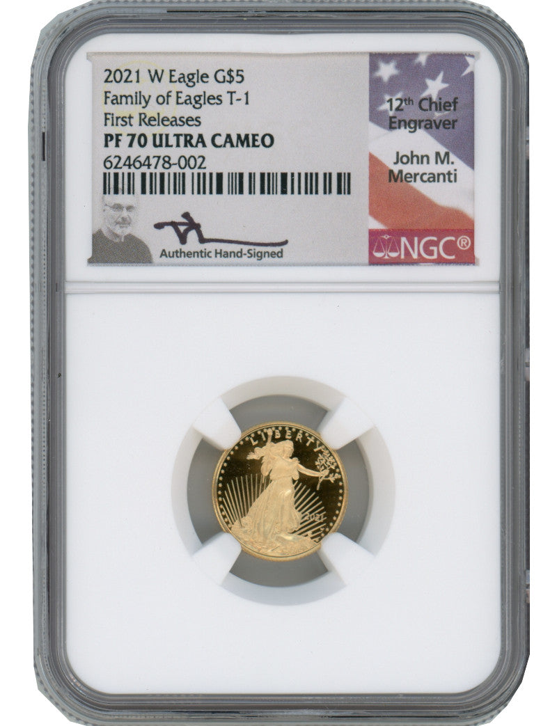 2021-W Type One 4 Coin American Gold Eagle Set NGC PF70UCAM Mercanti Signed