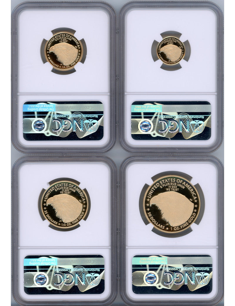 2021-W T-2 Gold Eagle Proof 4-Coin Year Set NGC PF70 Ed Moy Signed