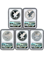 2021 Silver Eagle T-2 Eagle Landing NGC 5-Coin PF70/MS70 Set Mike Castle Signed