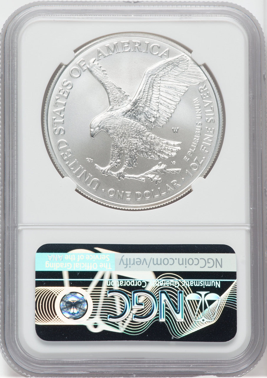 2021 W T2 Burnished Silver Eagle 2022 US Mint DC Releases NGC MS70 Ron Harrigal Signed