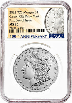 2021 Morgan Peace Dollar First Day of Issue NGC MS70 6-pc Complete Set 100th Anniversary