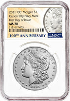 2021 Morgan Peace Dollar First Day of Issue NGC MS70 6-pc Complete Set 100th Anniversary