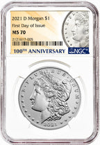 2021 Morgan Peace Dollar First Day of Issue NGC MS70 6-pc Complete Set 100th Anniversary
