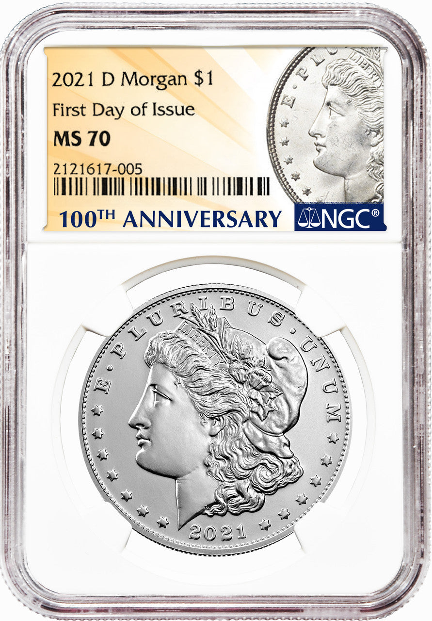 2021 Morgan Peace Dollar First Day of Issue NGC MS70 6-pc Complete Set 100th Anniversary