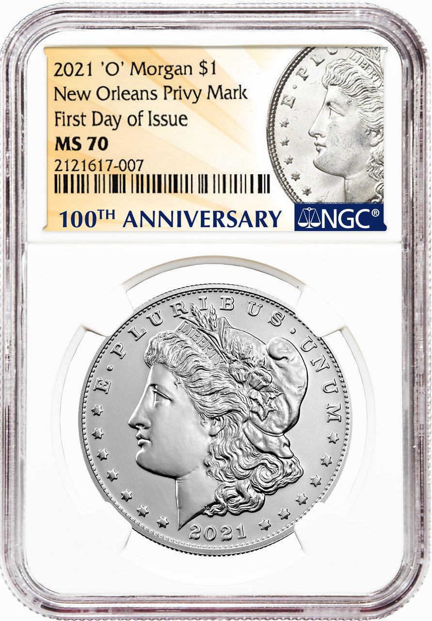 2021 Morgan Peace Dollar First Day of Issue NGC MS70 6-pc Complete Set 100th Anniversary