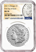 2021 Morgan Peace Dollar First Day of Issue NGC MS70 6-pc Complete Set 100th Anniversary