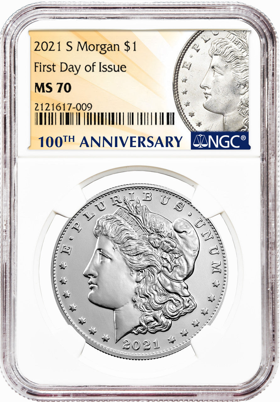 2021 Morgan Peace Dollar First Day of Issue NGC MS70 6-pc Complete Set 100th Anniversary