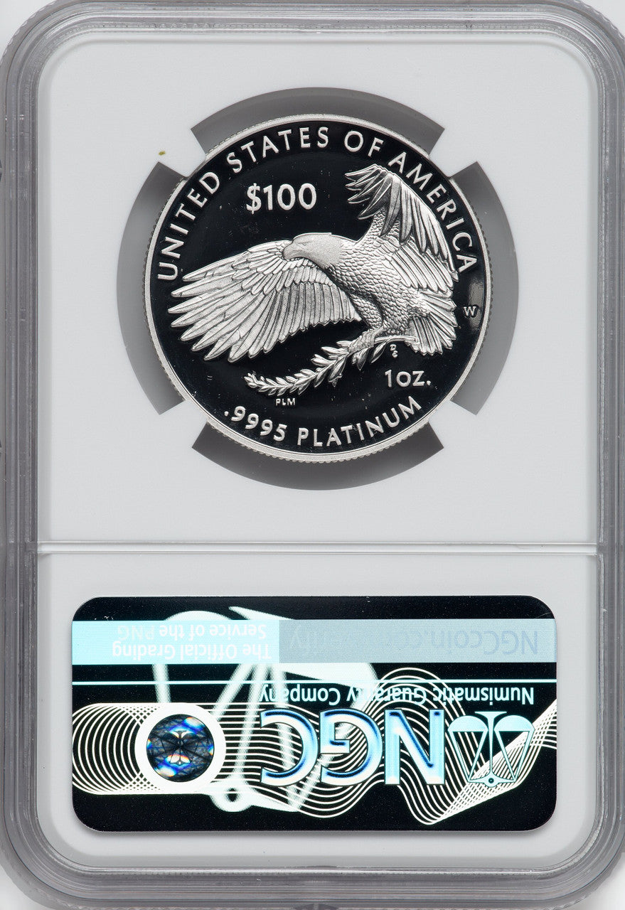 2022-W $100 One-Ounce Platinum Eagle Freedom of Speech FDI NGC PF70 Ron Harrigal Signed