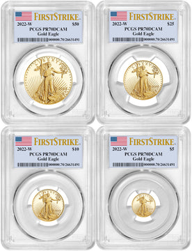 2022 Gold Eagle 4-Coin Set First Strike PCGS PR70 Deep Cameo