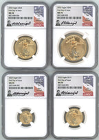 2022 Gold Eagle 4-Coin Set First Day of Issue NGC MS70 Harrigal Signed