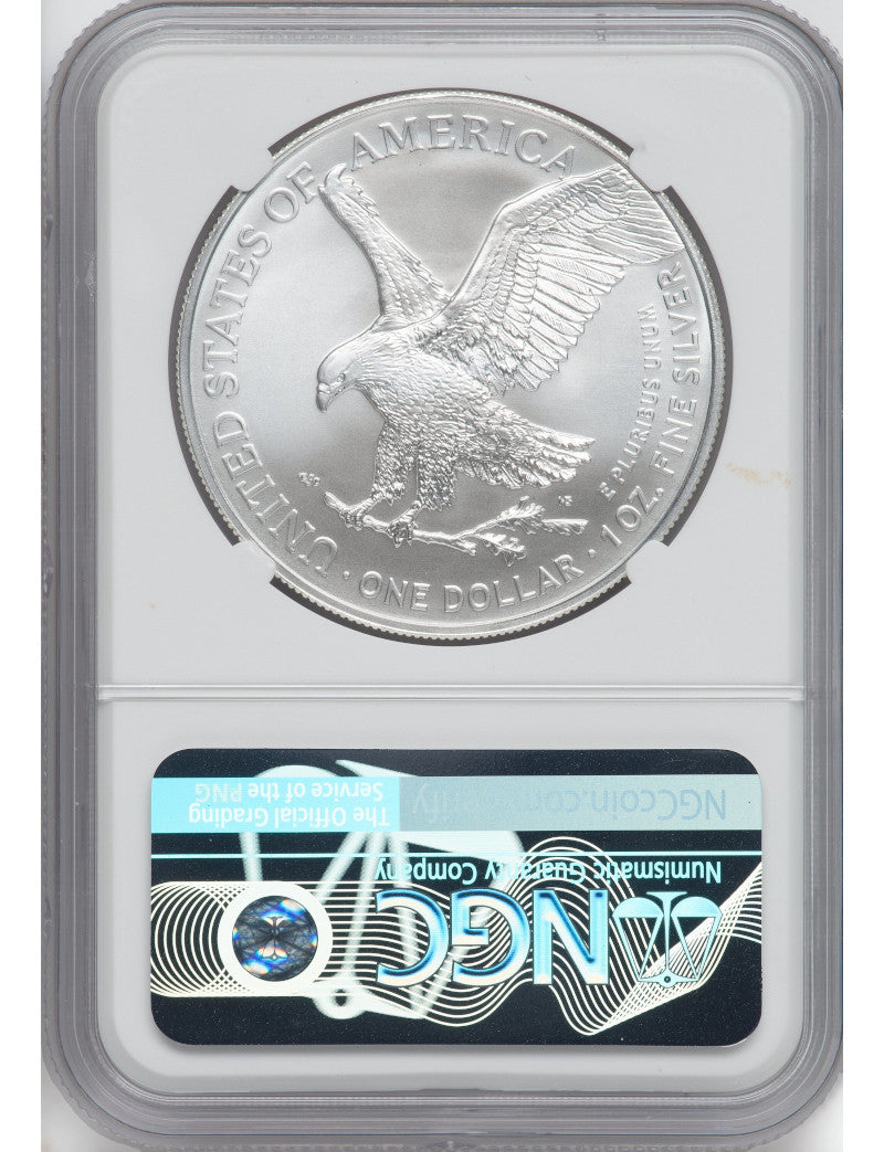 2022 American Silver Eagle First Day of Issue NGC MS70 Ron Harrigal Signed