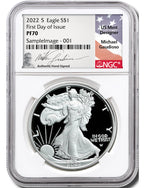 2022-S Proof Silver Eagle First Day of Issue NGC PF70 Gaudioso Signed