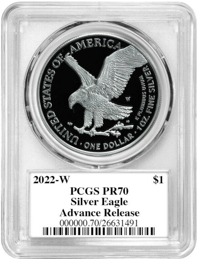 2022-W Silver Eagle Advanced Releases PCGS PR70 Emily Damstra Signed