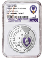2022 National Purple Heart Hall of Honor Silver Dollar Proof ER NGC PF70