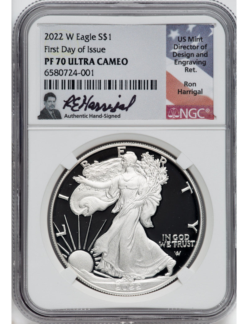 2022 W American Silver Eagle FDOI  NGC PF70 UCAM Ron Harrigal