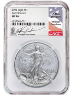 2022-W American Silver Eagle ER NGC PF70 Ultra Cameo Michael Gaudioso Signed