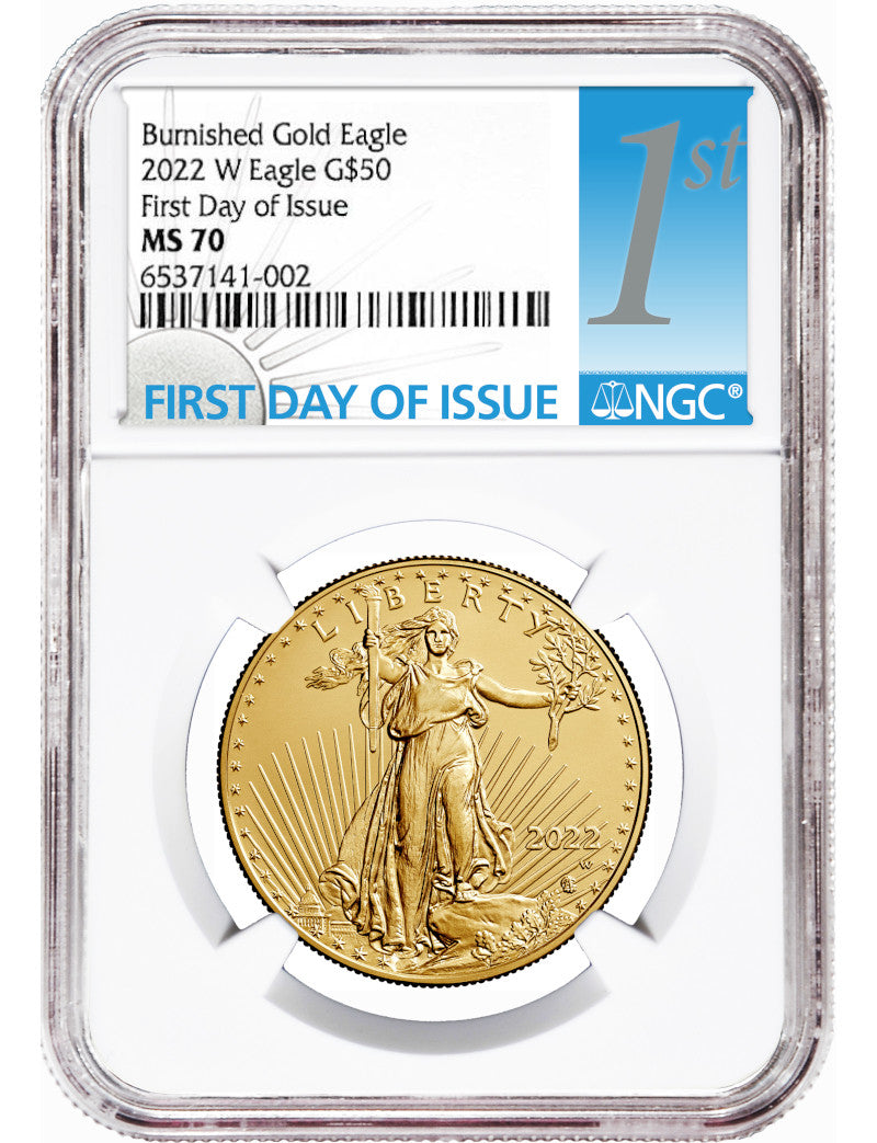 2022-W 1oz Burnished American Gold Eagle First Day of Issue NGC MS70