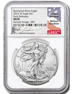 2022 W Burnished Silver Eagle ER NGC MS70 Gaudioso Signed