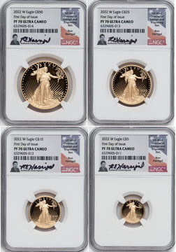 2022 W 4-Coin Gold Eagle Set FDI NGC PF70 Harrigal