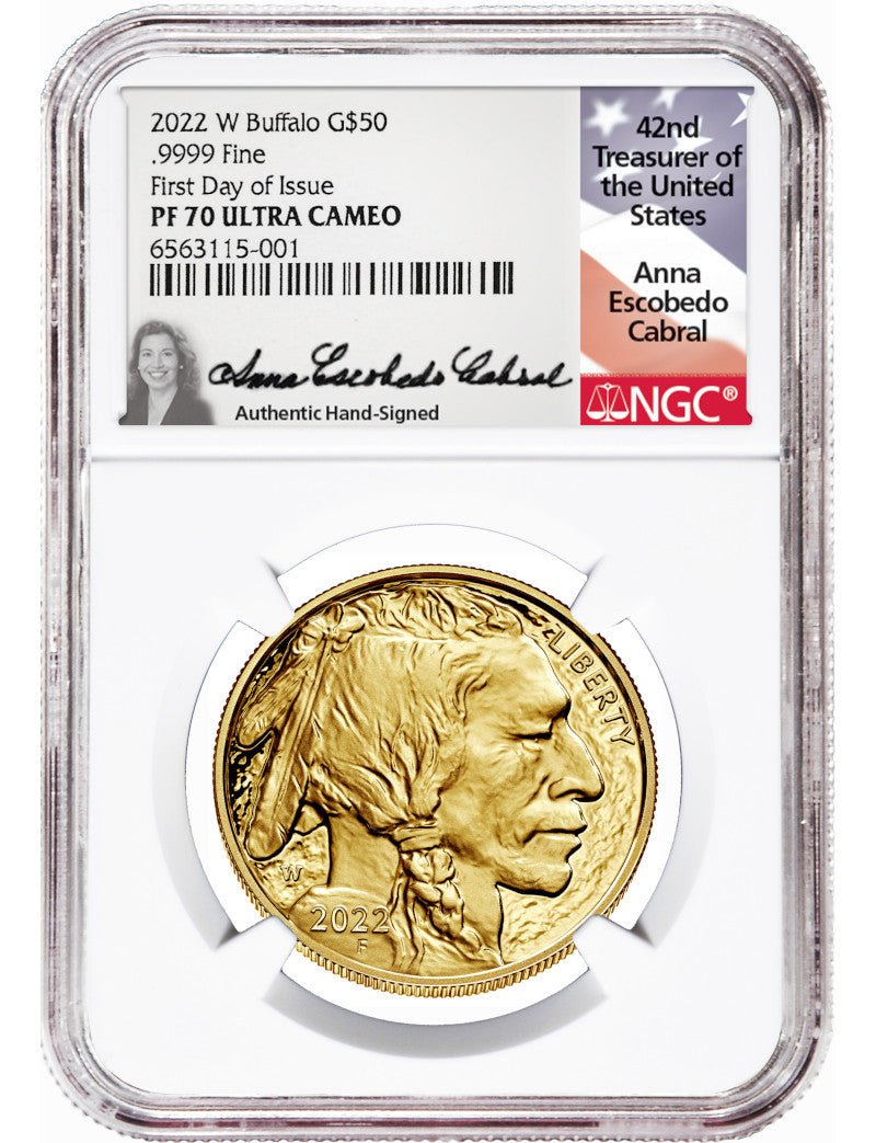 2022-W $50 Gold Buffalo FDI NGC PF70 Anna Cabral Signed