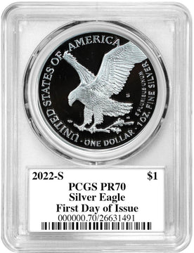 2022-S Proof Silver Eagle FDOI PCGS PR70 Damstra Signed