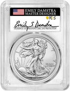 2022 W Burnished Silver Eagle FDI PCGS SP70 Damstra Signed