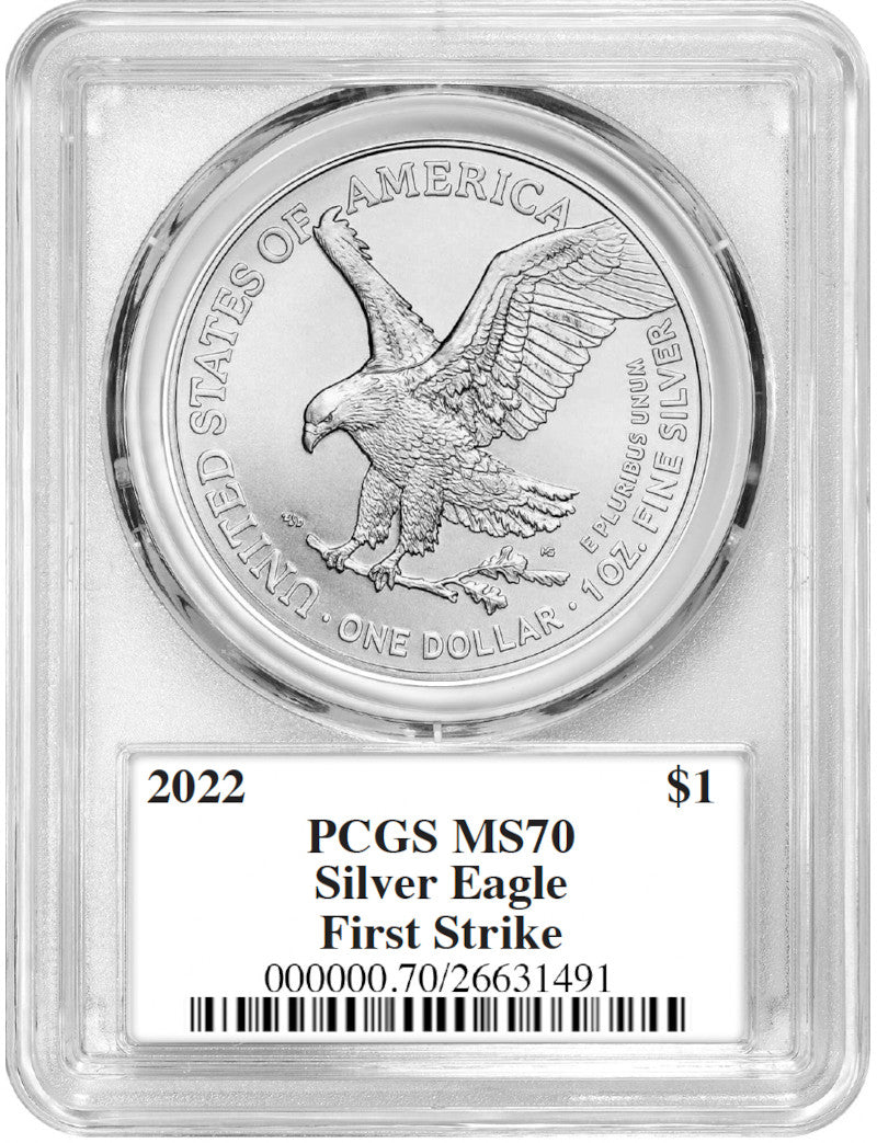 2022 Silver Eagle First Strike PCGS MS70  Damstra Signed