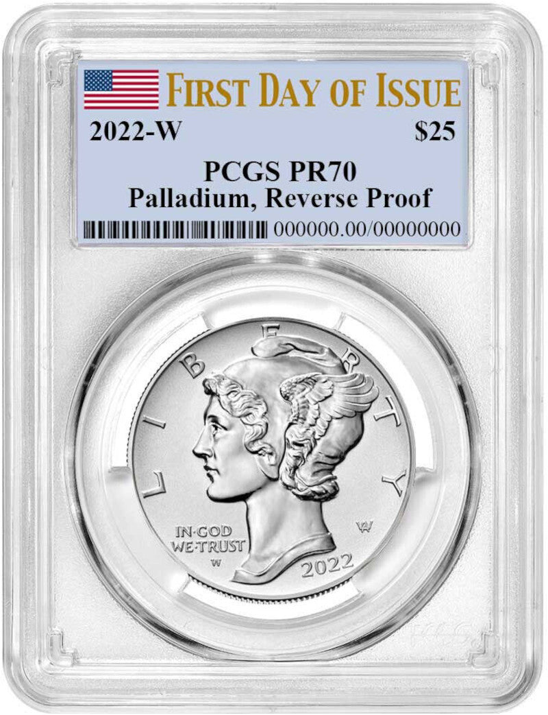 2022-W Palladium Reverse Proof First Day Issue PCGS PR70