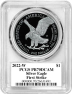 2022-W Silver Eagle First Strike PCGS PR70 Emily Damstra Signed