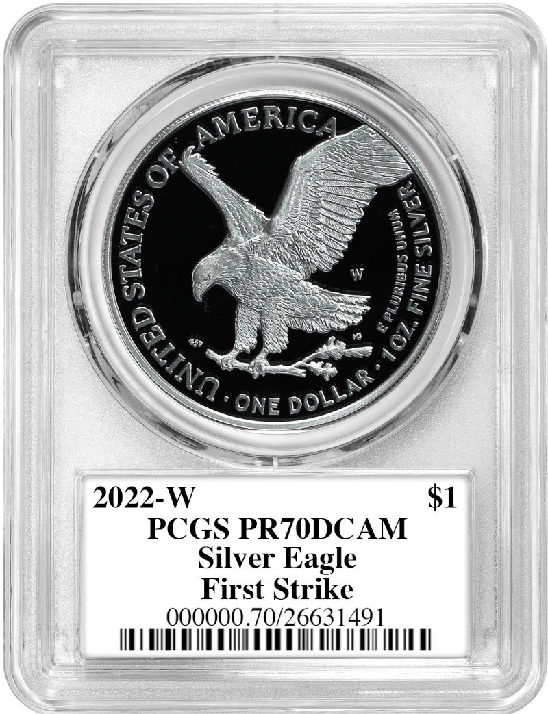 2022-W Silver Eagle First Strike PCGS PR70 Emily Damstra Signed