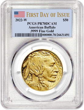2022-W $50 Gold Buffalo First Day of Issue PCGS PR70DCAM