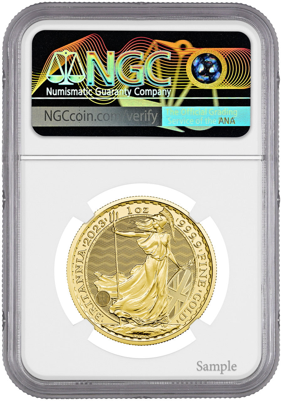 2023 G£100 First King Charles III Obverse Gold Britannia First Releases NGC MS70