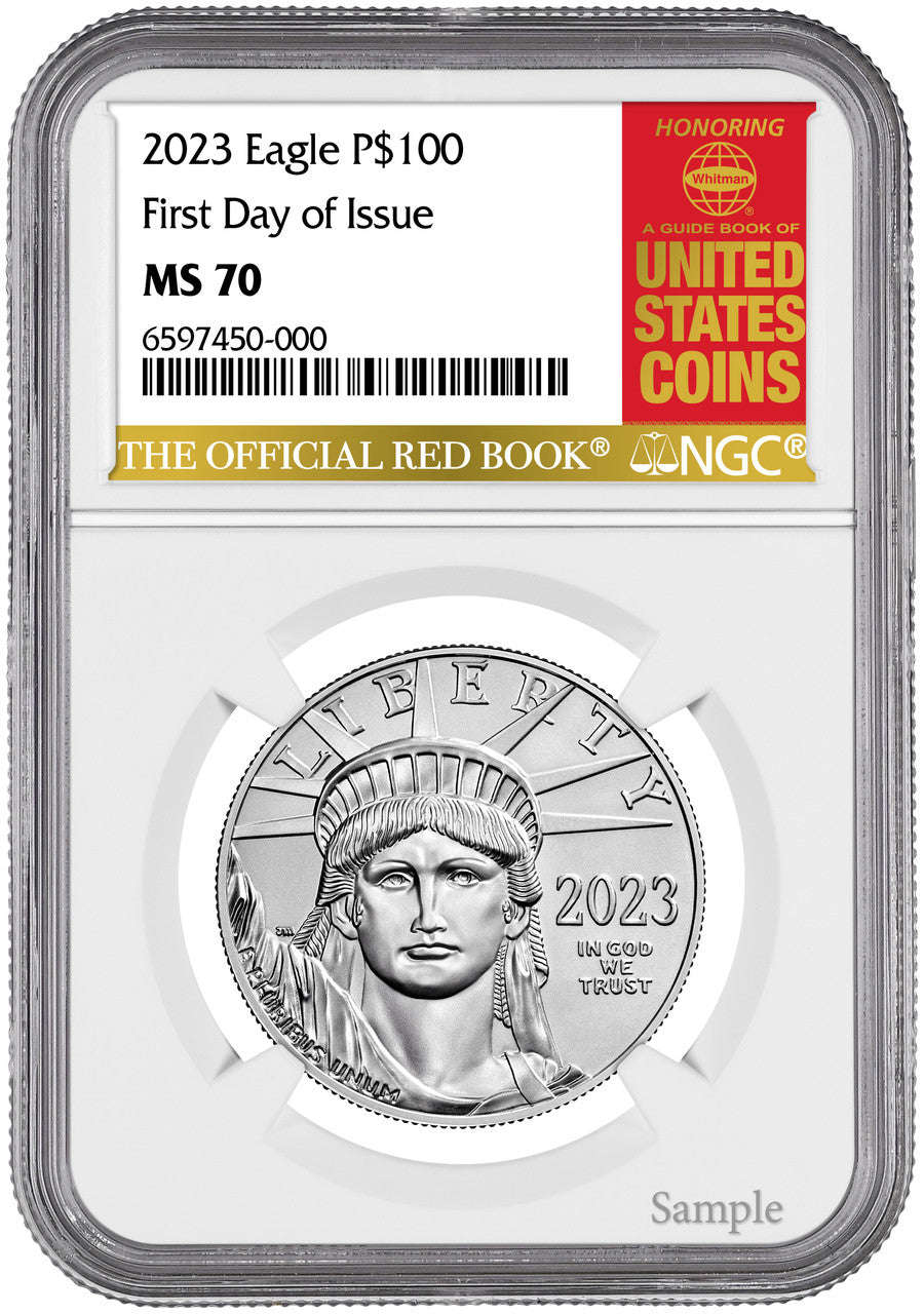 2023 $100 One-Ounce Platinum Liberty Eagle FDI Red Book Label NGC MS70