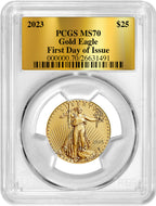 2023 $25 Half Ounce Gold Eagle Gold Foil Label FDI PCGS MS70