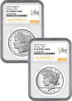 2023-S Morgan and Peace Silver Dollar 2pc Set ANA FD NGC PF70
